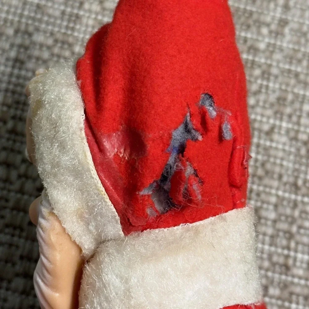 Vintage 13 inch Rubber Face Santa Claus Stuffed Body